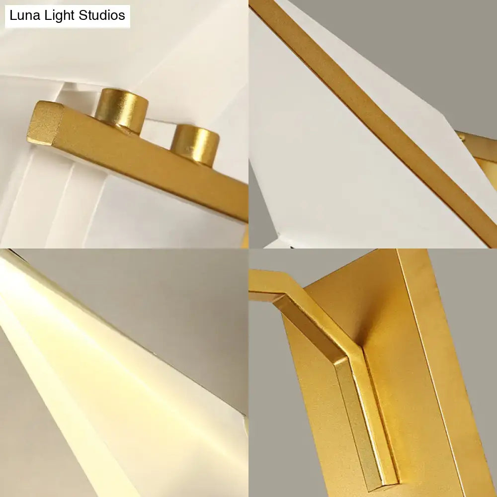 Modern gold paper crane dining room sconce birdie plastic shade