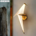 Modern gold paper crane dining room sconce birdie plastic shade