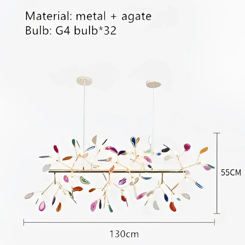 Modern gold pendant chandelier with colorful agate for dining room