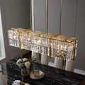 Modern gold prismatic crystal hanging lamp kitchen island light