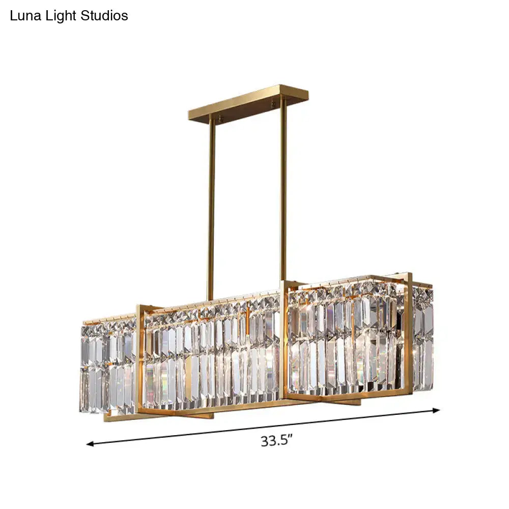 Modern gold prismatic crystal hanging lamp kitchen island light