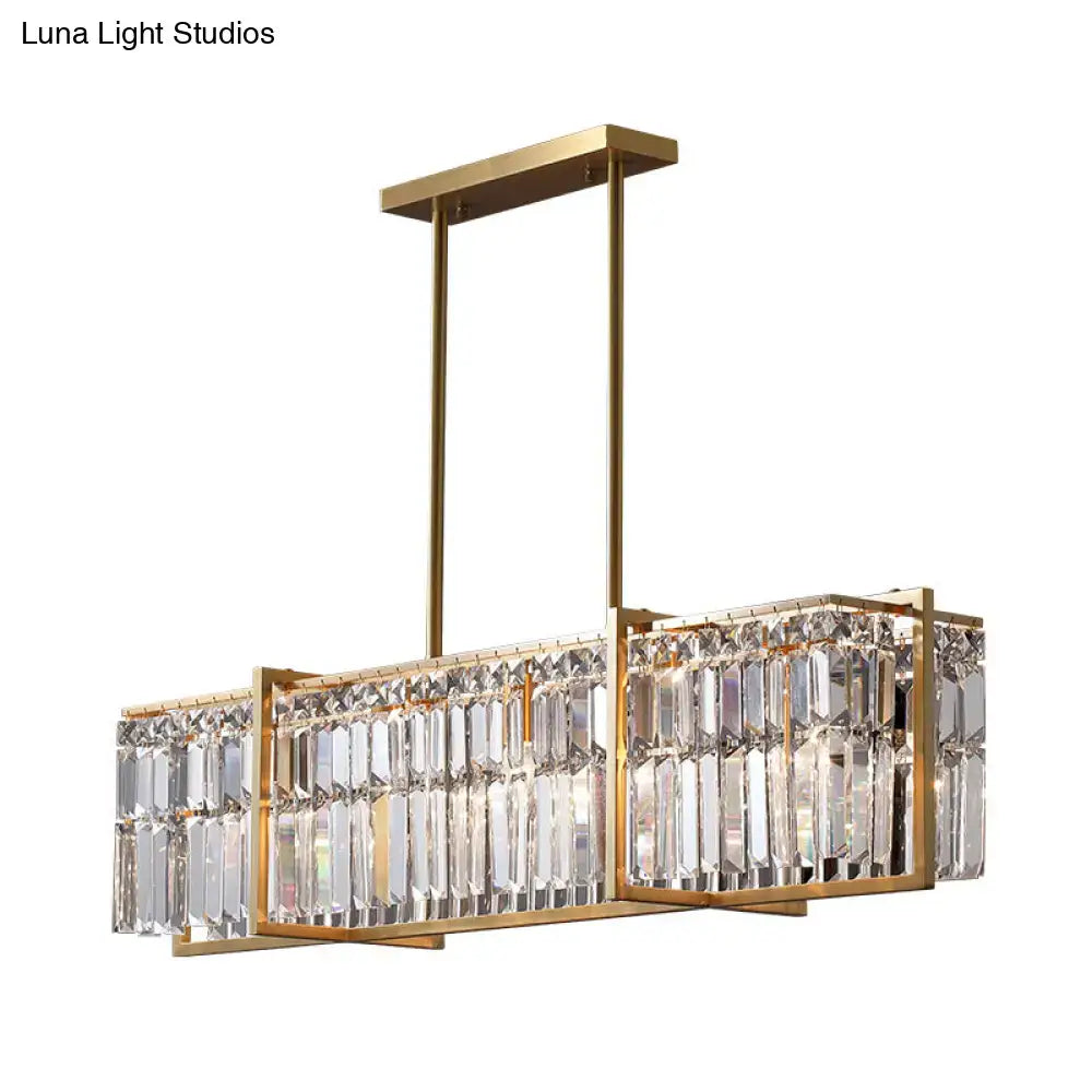 Modern gold prismatic crystal hanging lamp kitchen island light