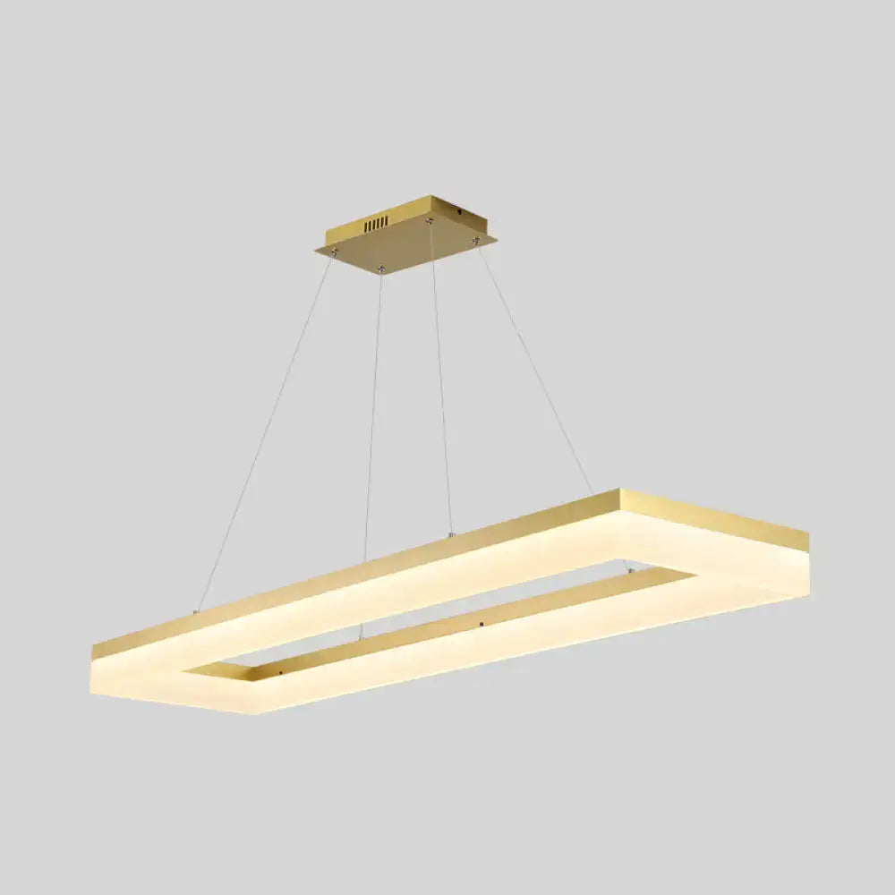 Modern gold rectangular led ceiling light for kitchen island