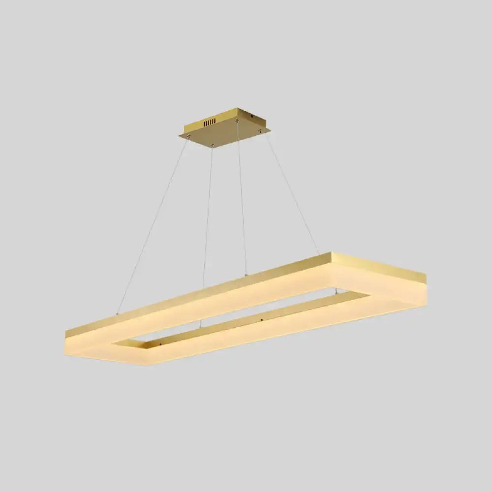 Modern gold rectangular led ceiling light for kitchen island