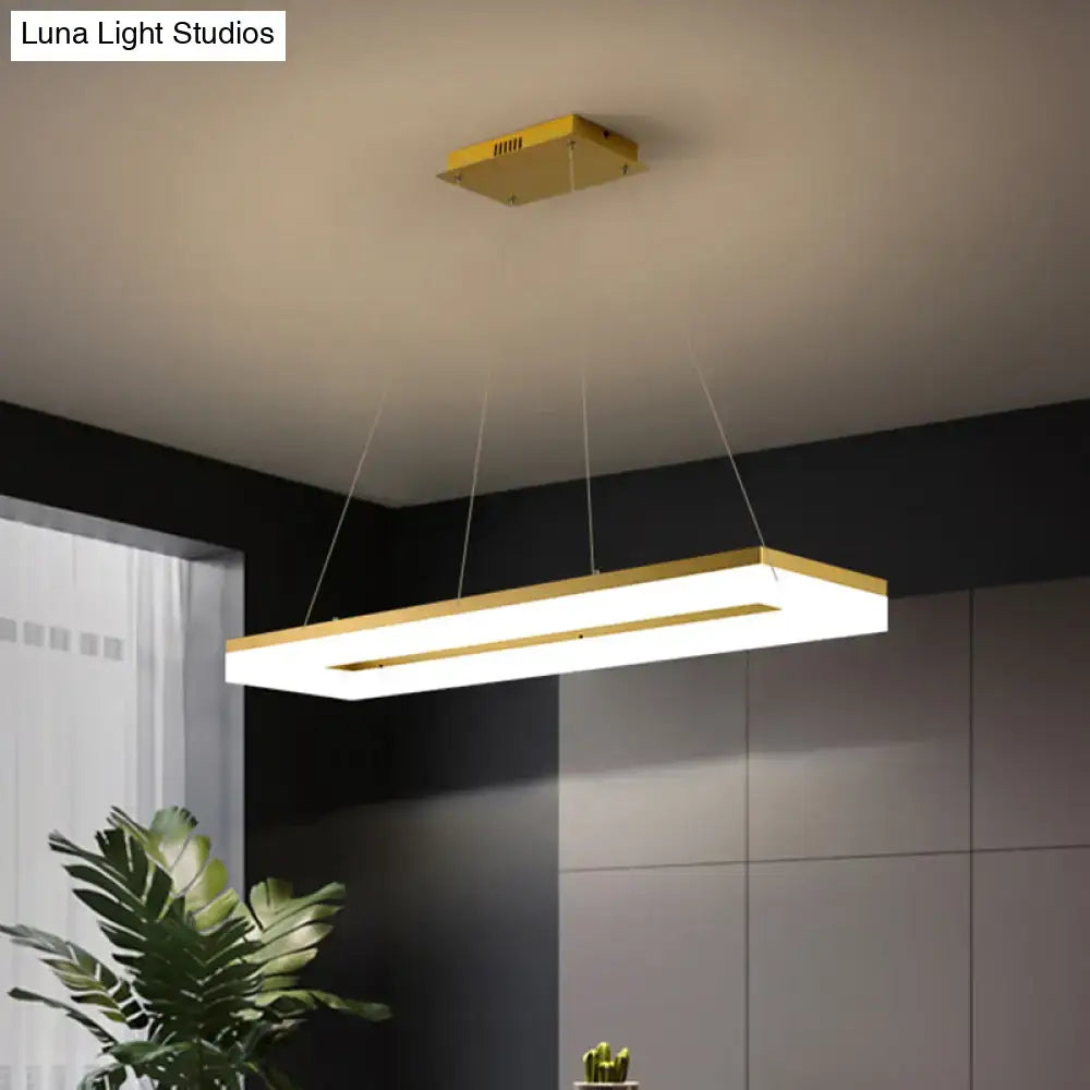 Modern gold rectangular led ceiling light for kitchen island