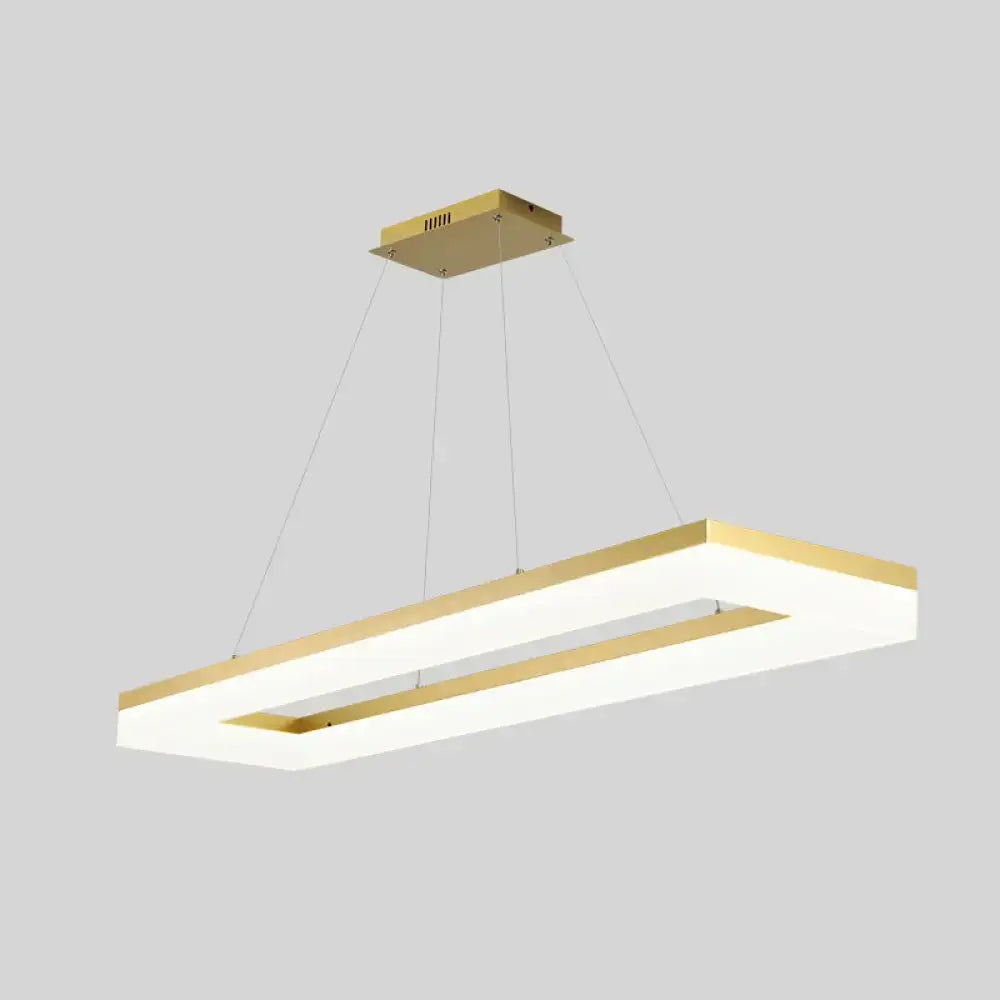 Modern gold rectangular led ceiling light for kitchen island