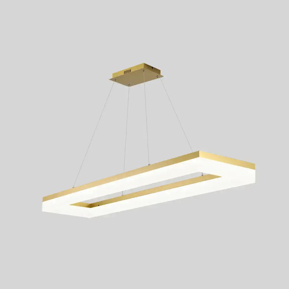 Modern gold rectangular led ceiling light for kitchen island