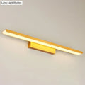 Modern gold rectangular led vanity sconce with sleek metal finish and warm light ideal for bathroom wall lighting