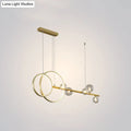 Decorbites™ contemporary gold-toned ring led pendant light with intersecting rings and glass globes for dining room
