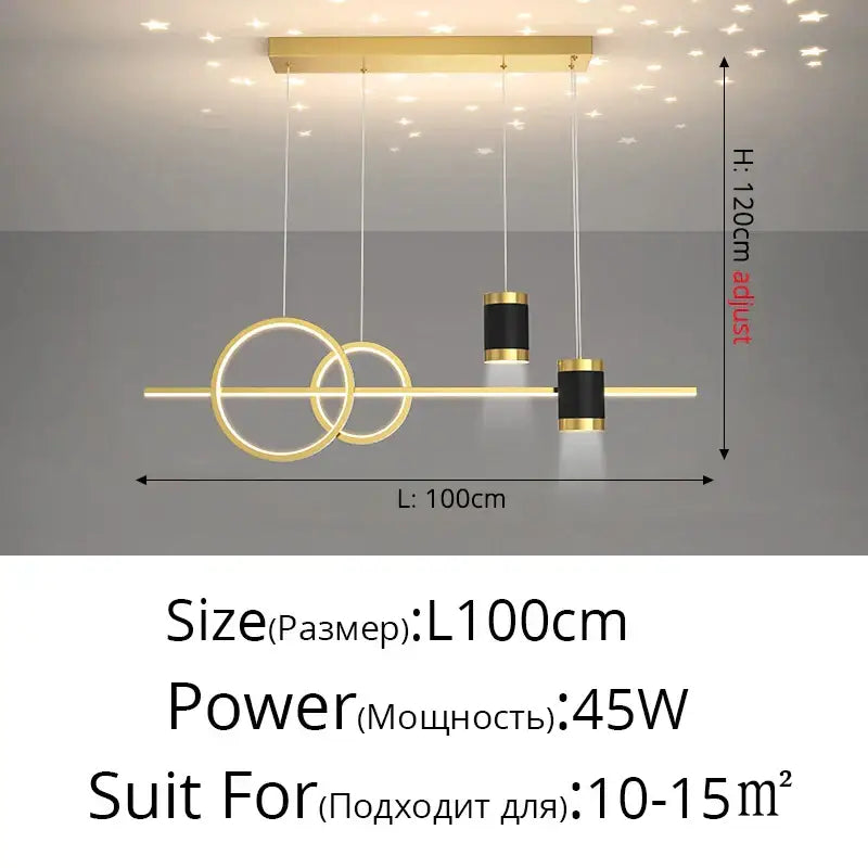 Modern gold ring pendant light for dining room