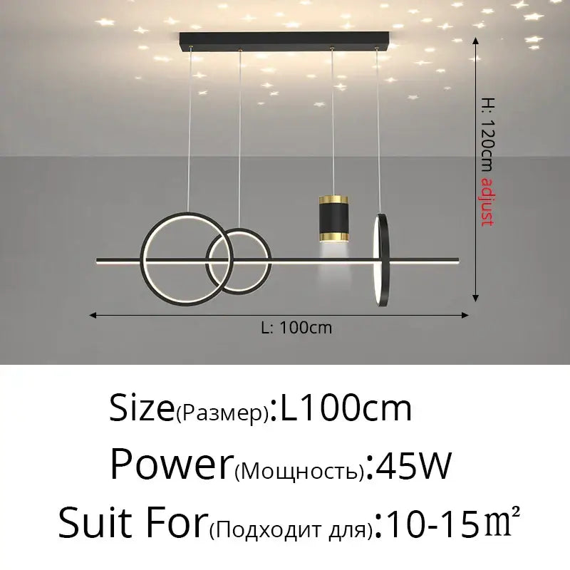 Modern gold ring pendant light for dining room