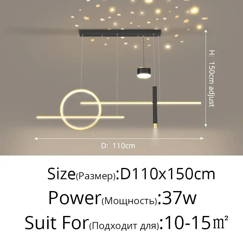 Modern gold ring pendant light for dining room