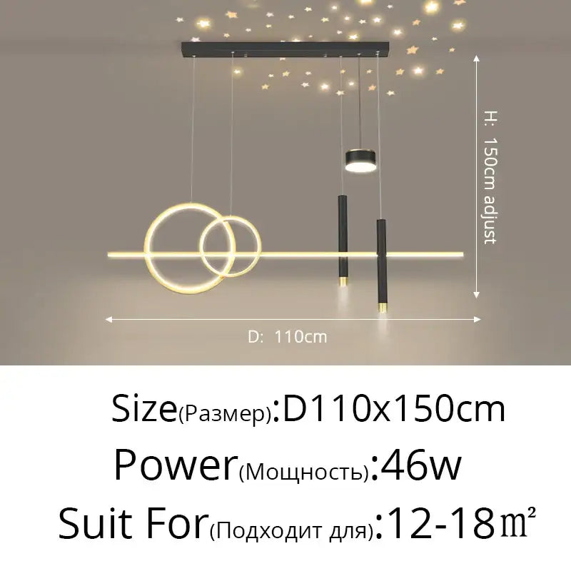 Modern gold ring pendant light for dining room