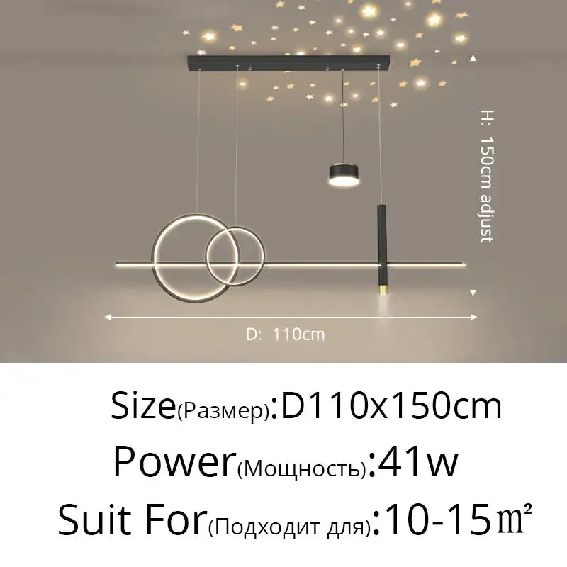 Modern gold ring pendant light for dining room