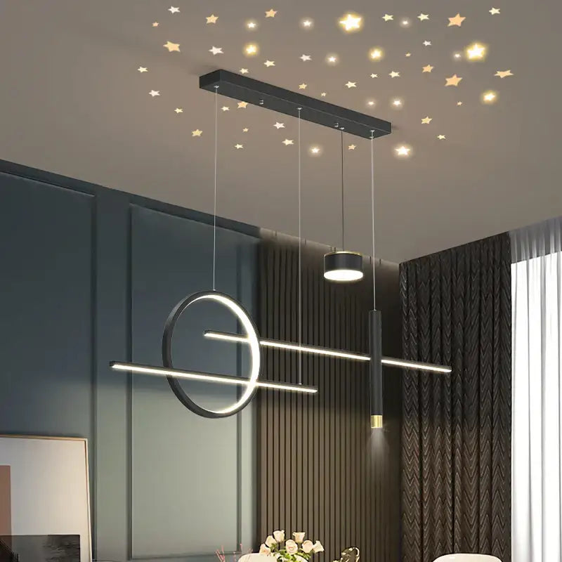 Modern gold ring pendant light for dining room