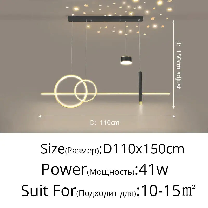 Modern gold ring pendant light for dining room