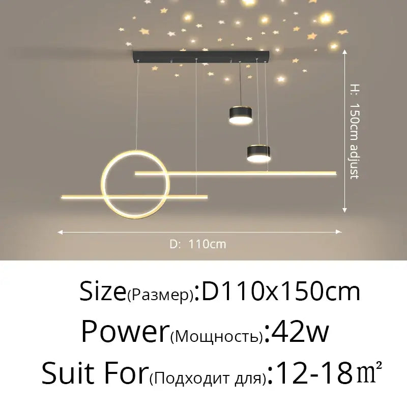 Modern gold ring pendant light for dining room