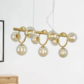 Modern gold round pendant dining room cognac glass linear design