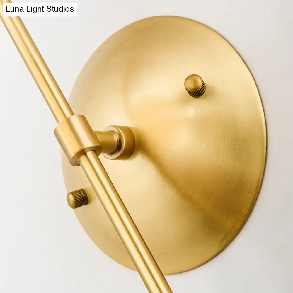 Modern gold round wall lamp with opal glass for bedroom
