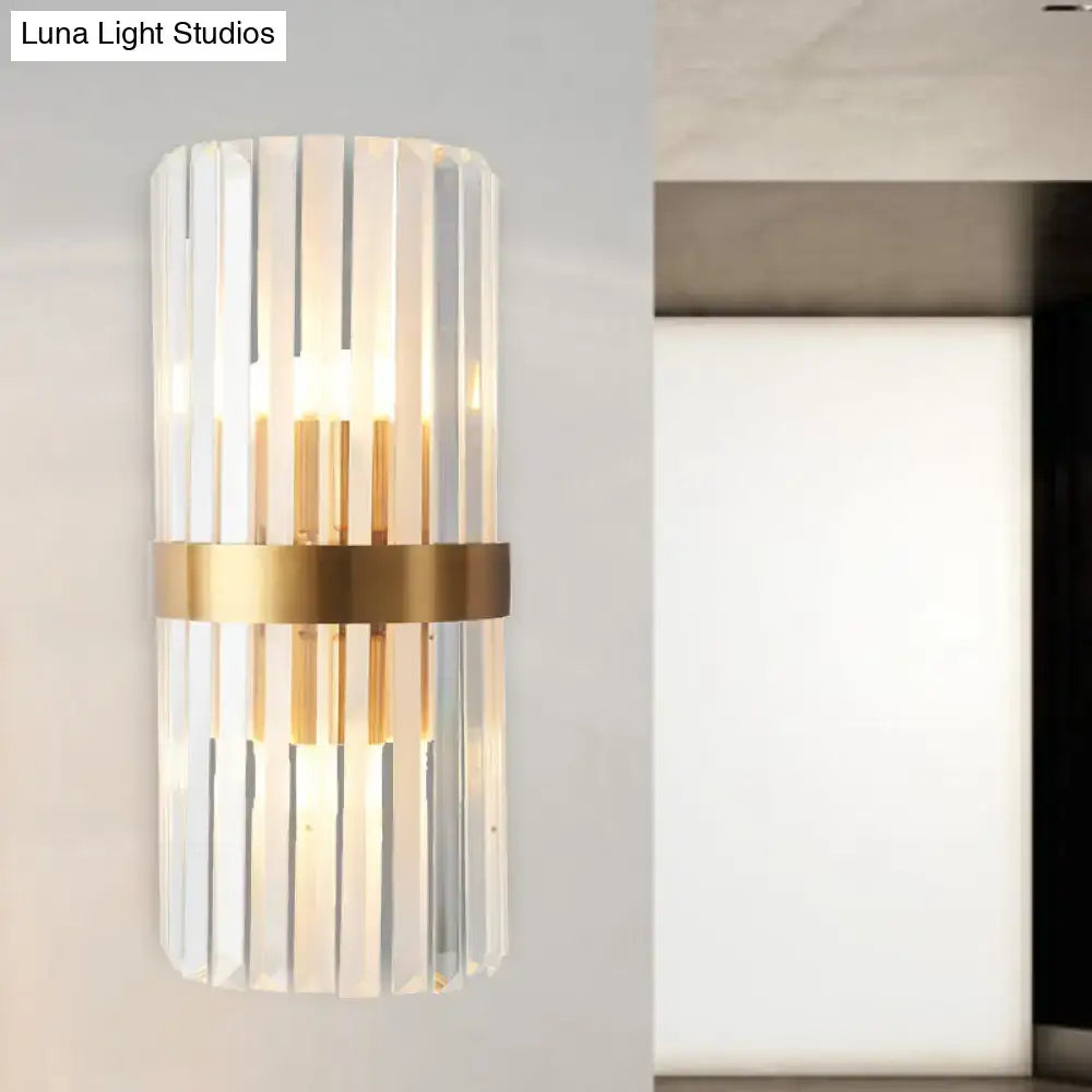 Modern gold sconce light with crystal rods for bedroom