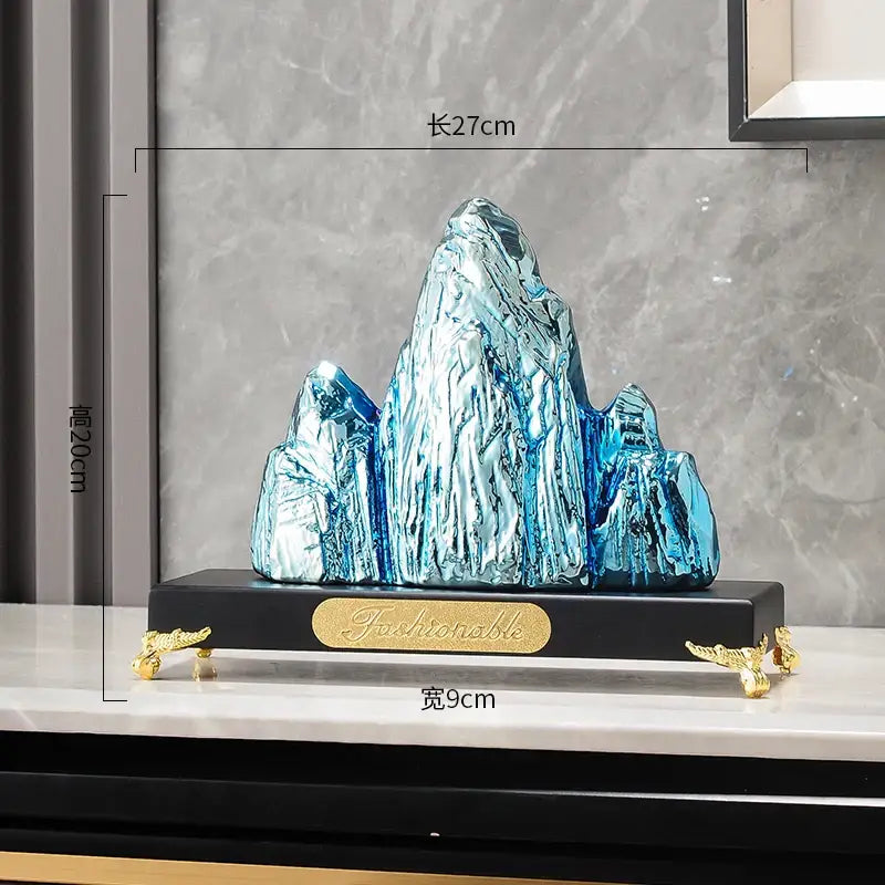 Modern gold & silver ceramic mountain sculpture living room decor