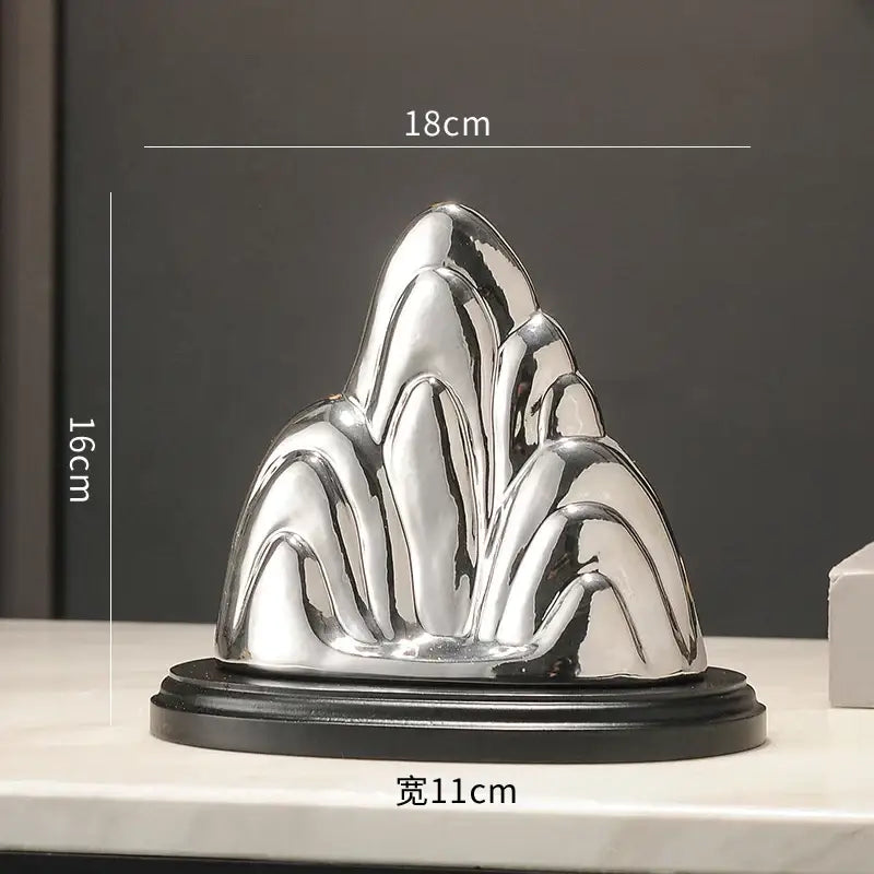 Modern gold & silver ceramic mountain sculpture living room decor