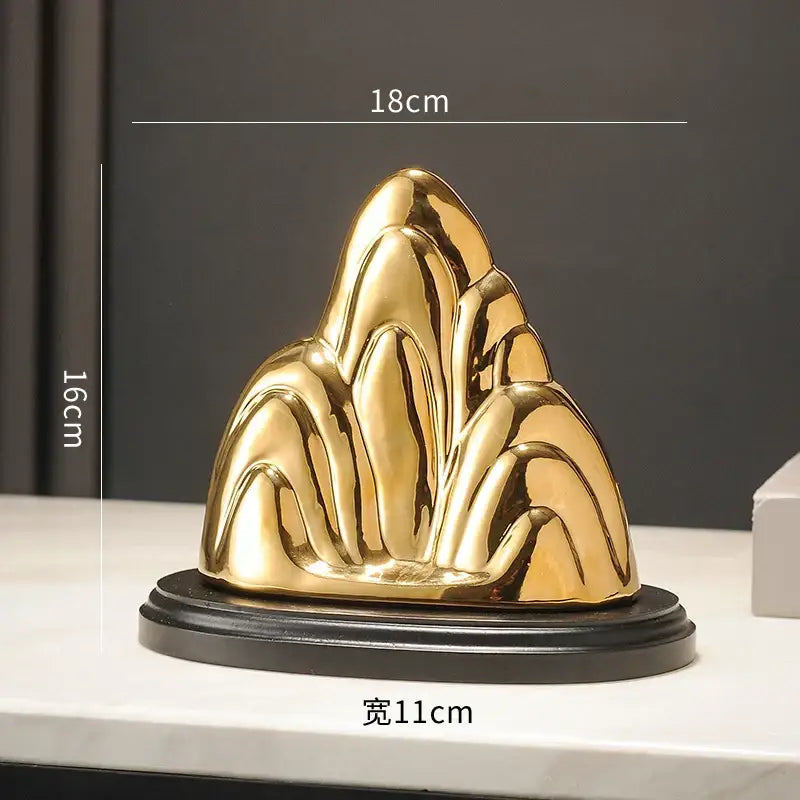 Modern gold & silver ceramic mountain sculpture living room decor