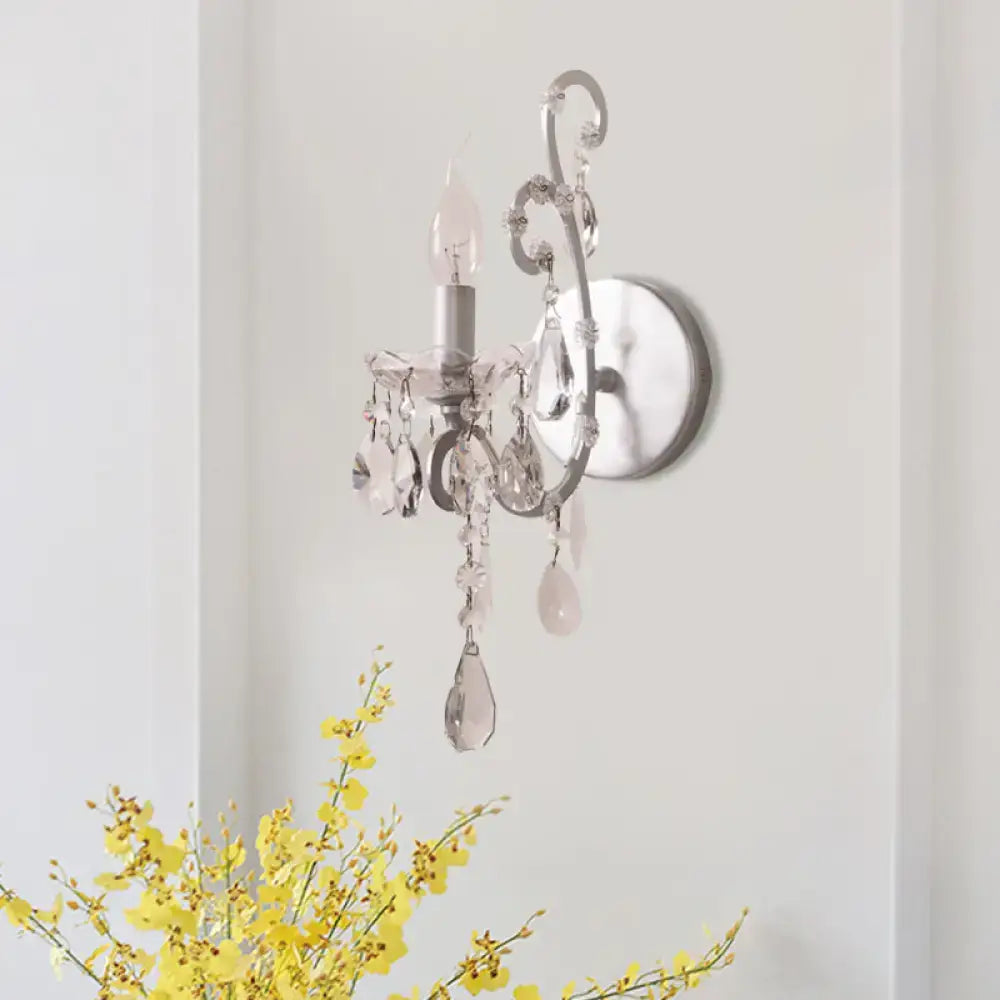 Modern gold & silver crystal drop sconce light living room decor