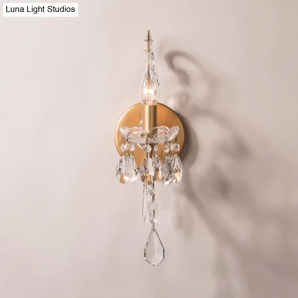 Modern gold & silver crystal drop sconce light living room decor