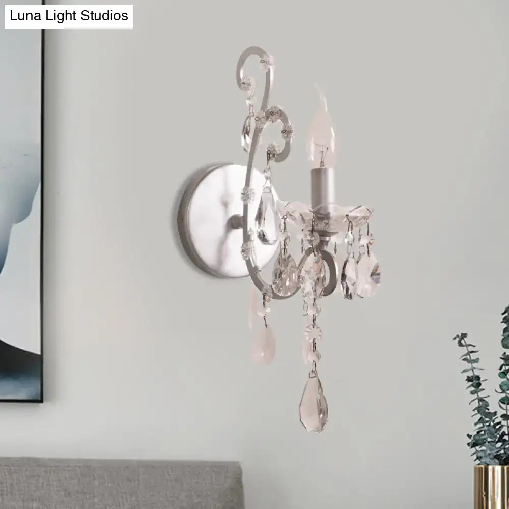 Modern gold & silver crystal drop sconce light living room decor
