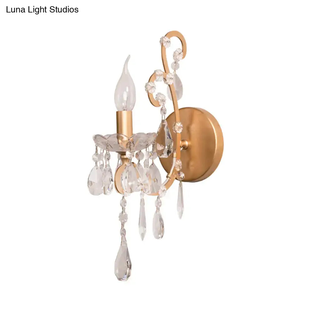 Modern gold & silver crystal drop sconce light living room decor