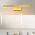 Modern gold slim rectangle vanity lighting wall light with gold-finished rectangular led design for bathroom use