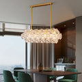 Gold-finished rectangular snowflake crystal pendant light with faceted elements for hanging island 220v-240v 110v-120v