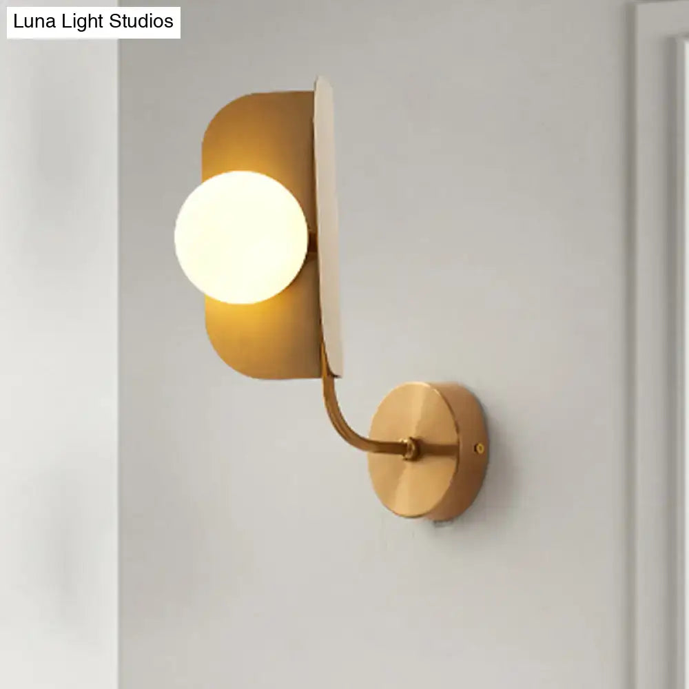Modern gold sphere metal wall light with led bulb bedroom sconce