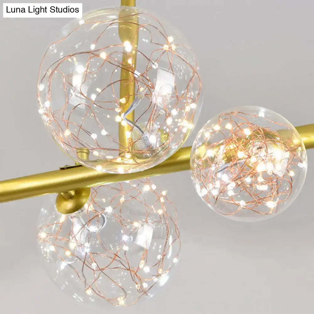 Modern gold spherical clear glass chandelier dining room light fixture