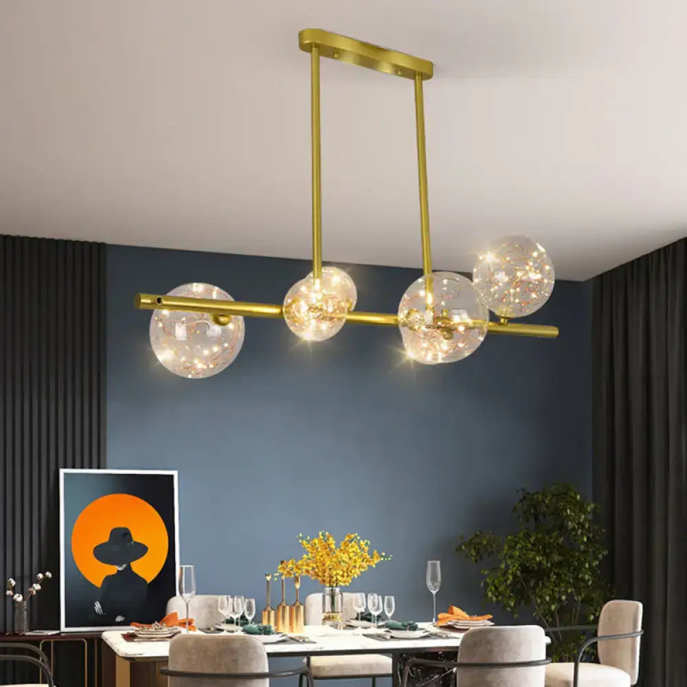 Modern gold spherical clear glass chandelier dining room light fixture