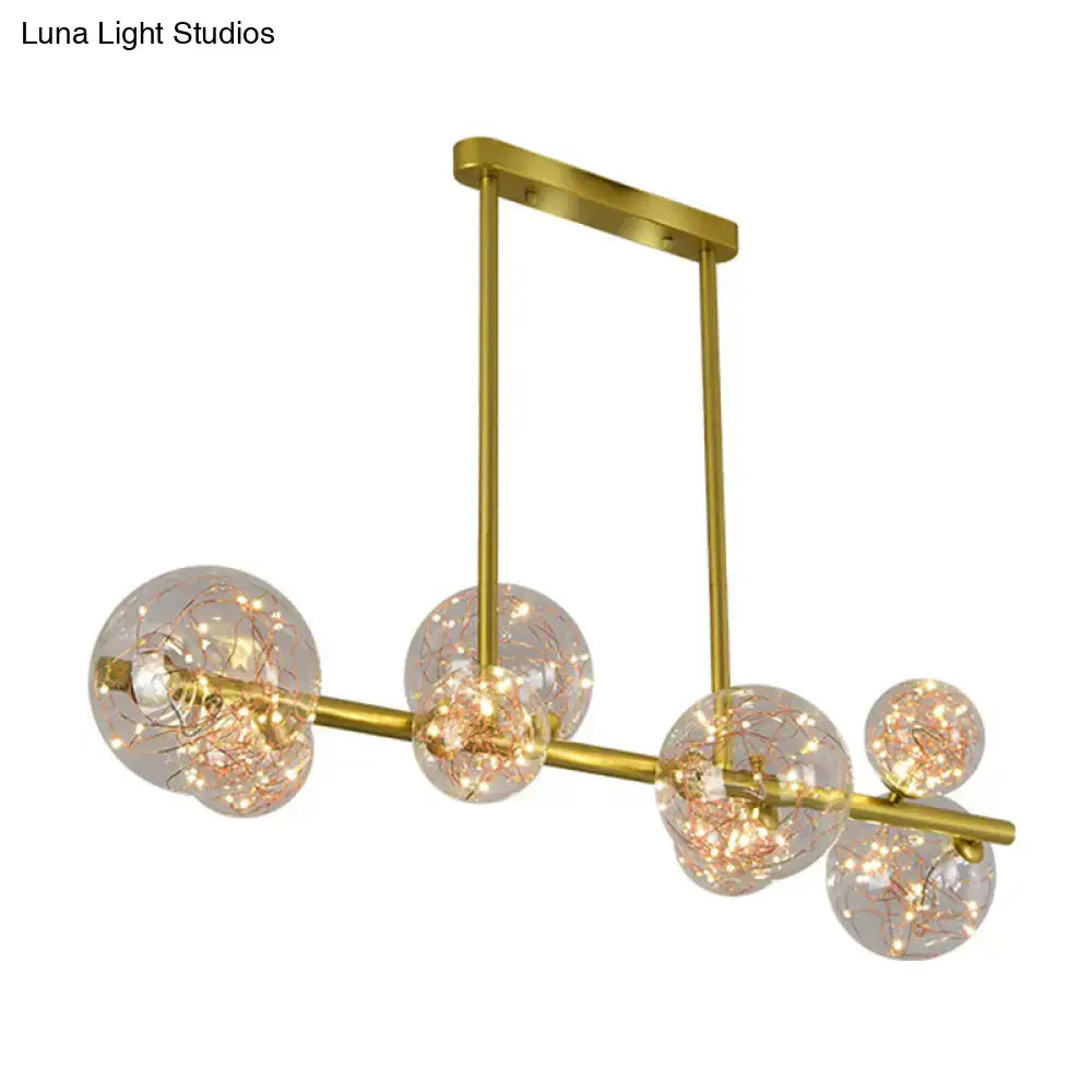 Modern gold spherical clear glass chandelier dining room light fixture