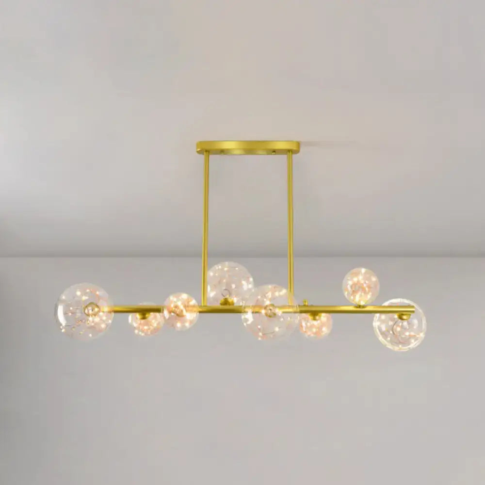 Modern gold spherical clear glass chandelier dining room light fixture