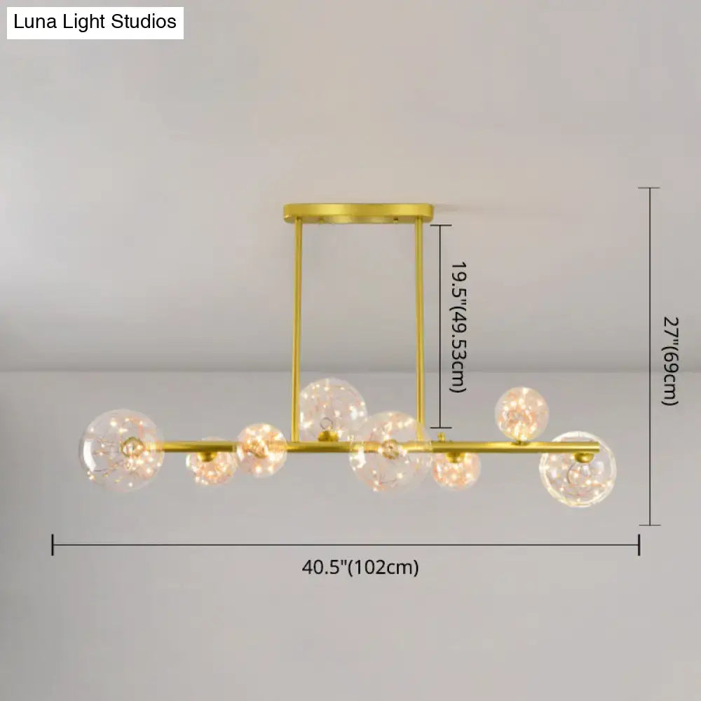 Modern gold spherical clear glass chandelier dining room light fixture