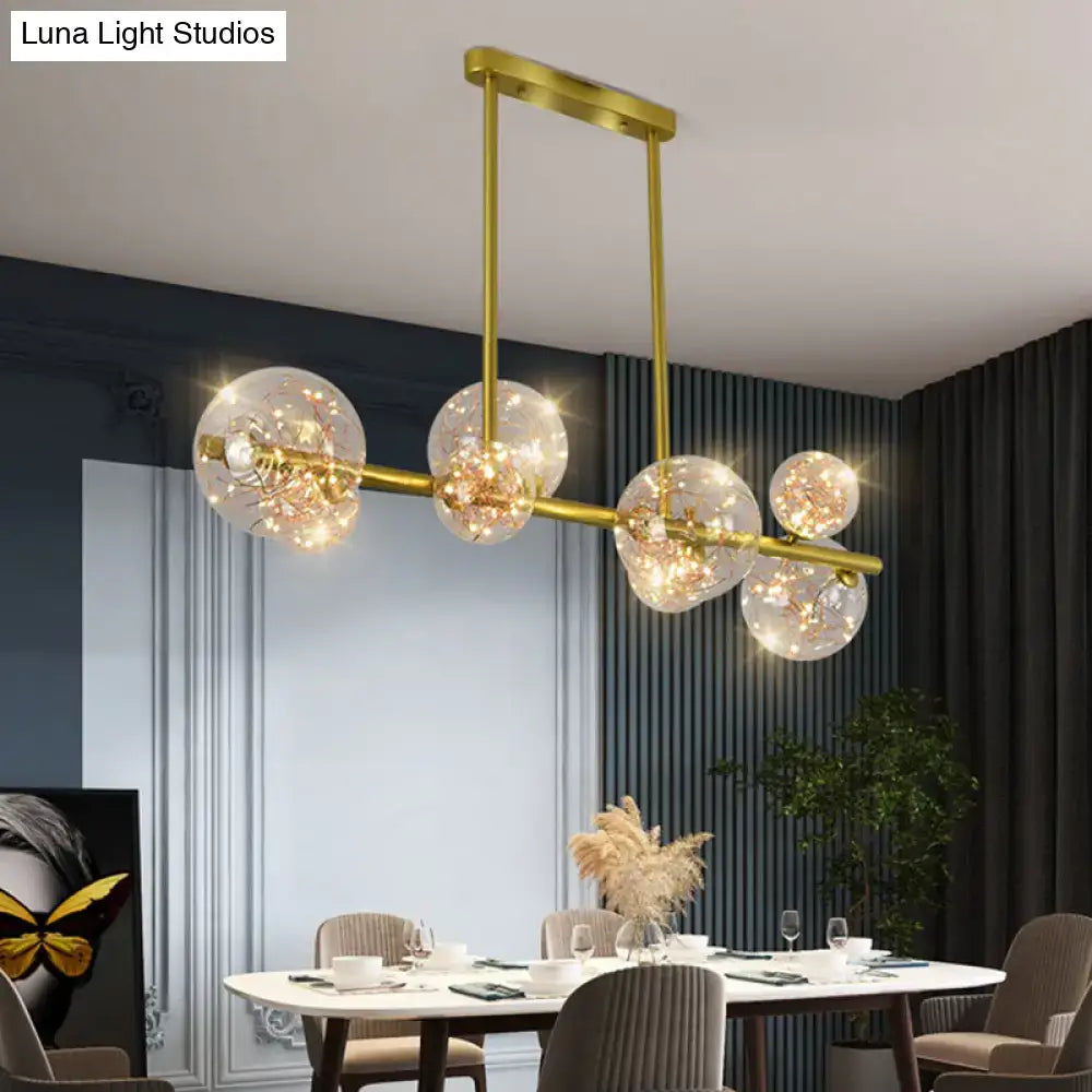 Modern gold spherical clear glass chandelier dining room light fixture