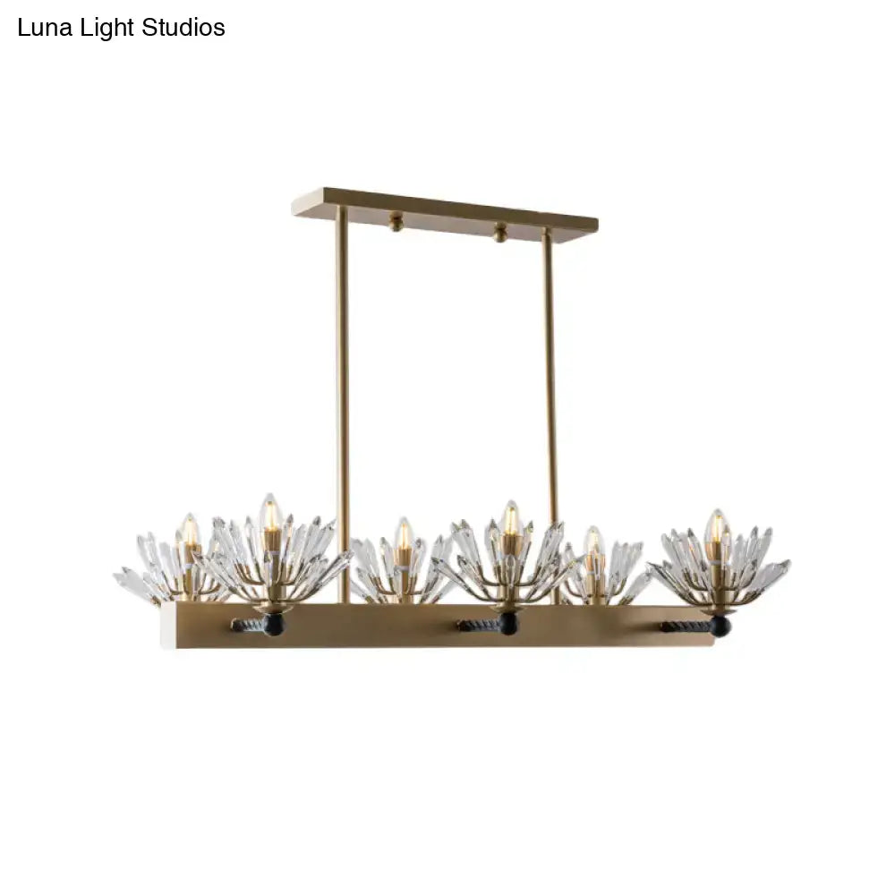 Modern gold sputnik island light crystal dining room fixture