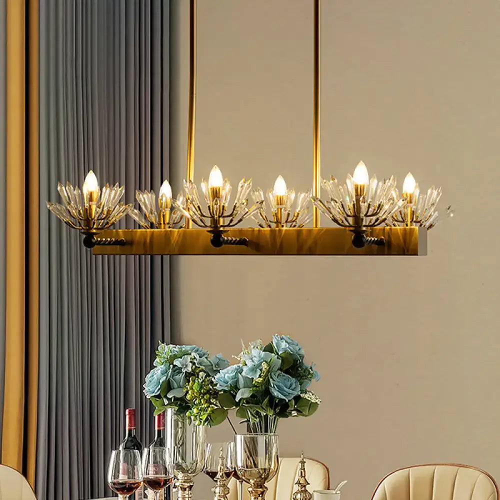 Modern gold sputnik island light crystal dining room fixture
