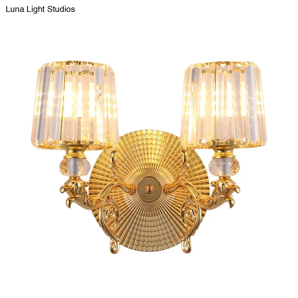 Modern gold tapered wall light fixture crystal dragon bedroom sconce