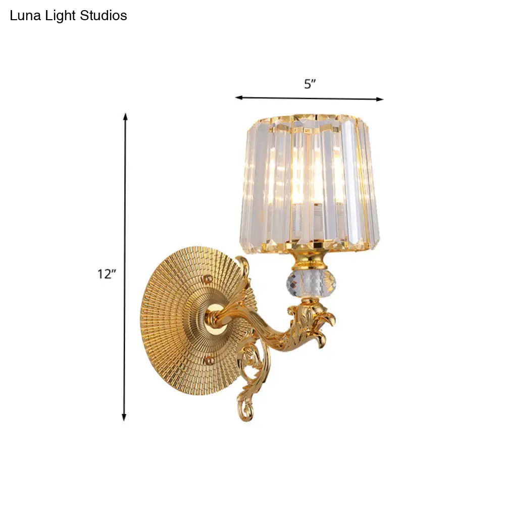 Modern gold tapered wall light fixture crystal dragon bedroom sconce