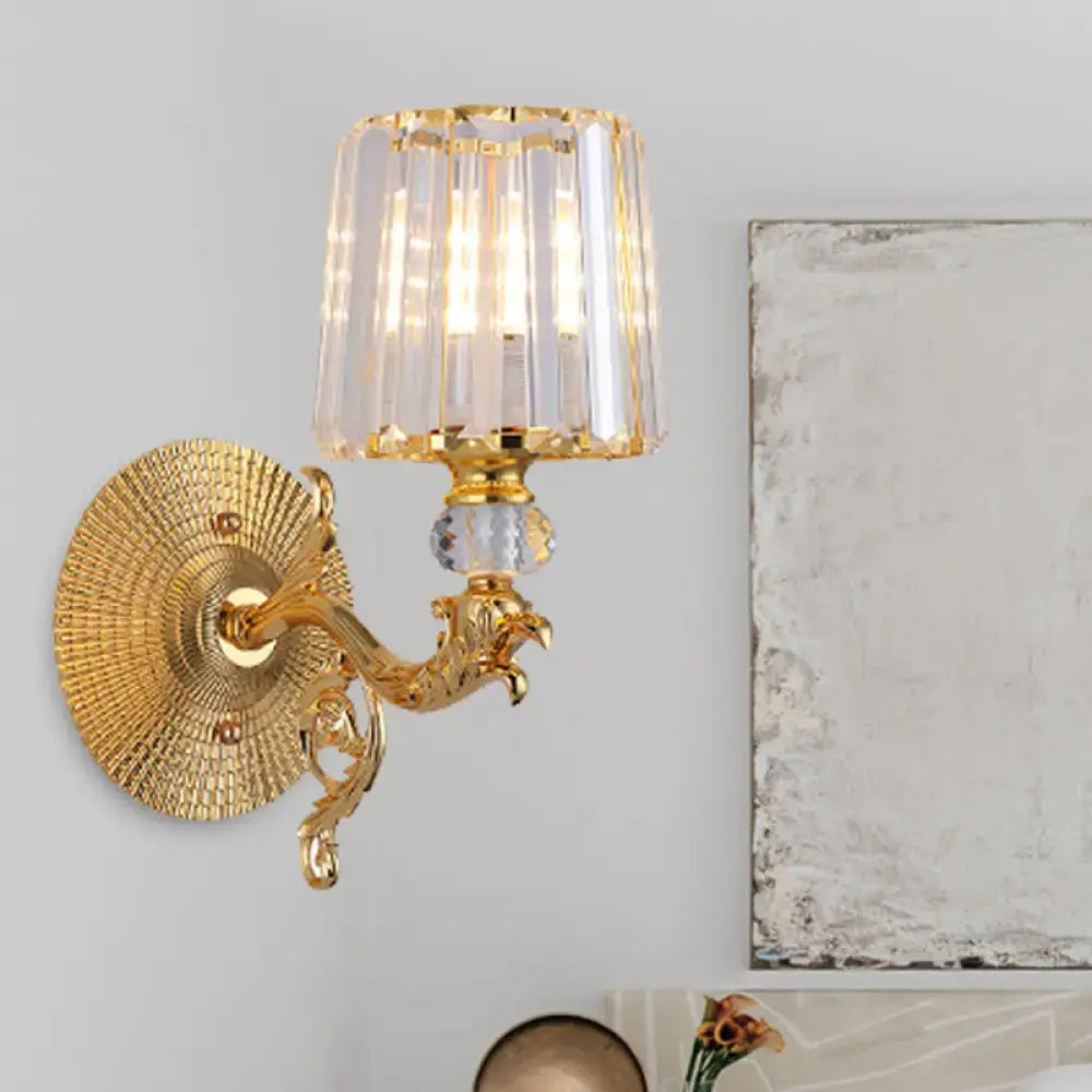 Modern gold tapered wall light fixture crystal dragon bedroom sconce