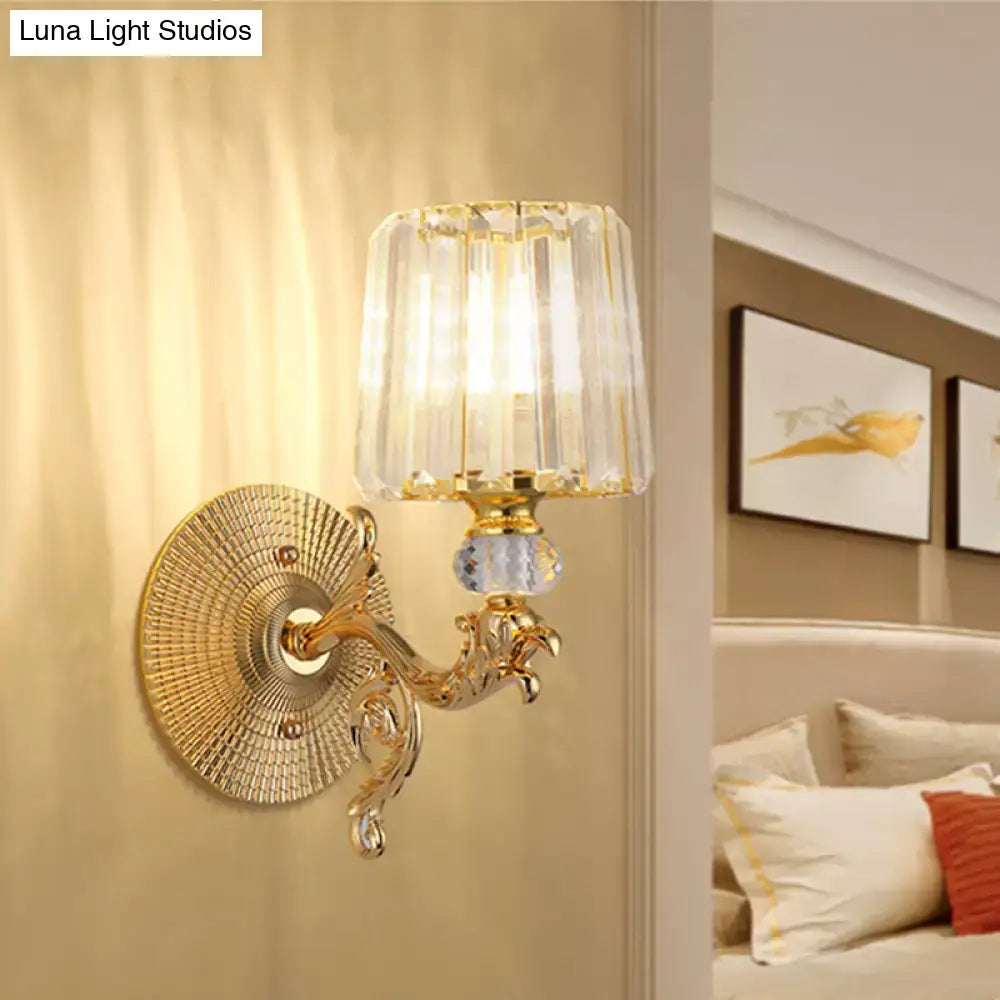Modern gold tapered wall light fixture crystal dragon bedroom sconce