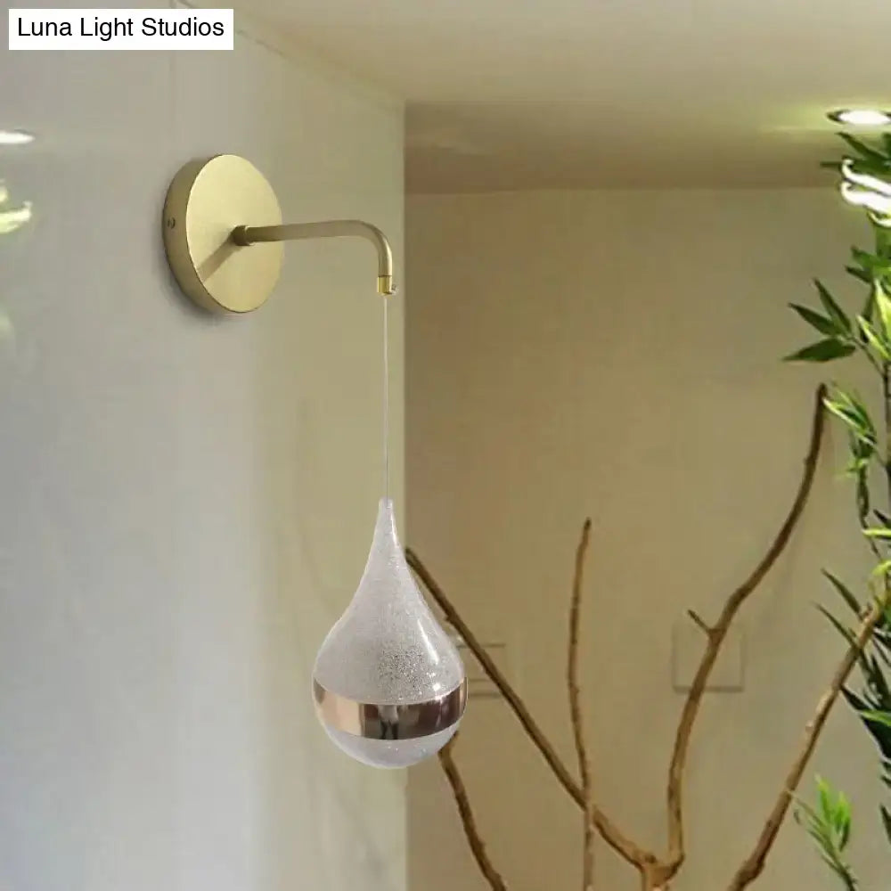 Modern gold teardrop wall sconce bedroom direct wired electric light