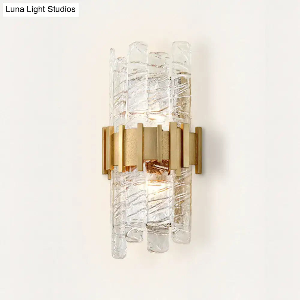 Modern gold textured glass sconce light fixture bedroom wall light