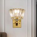 Modern gold trapezoid crystal blocks wall sconce living room light