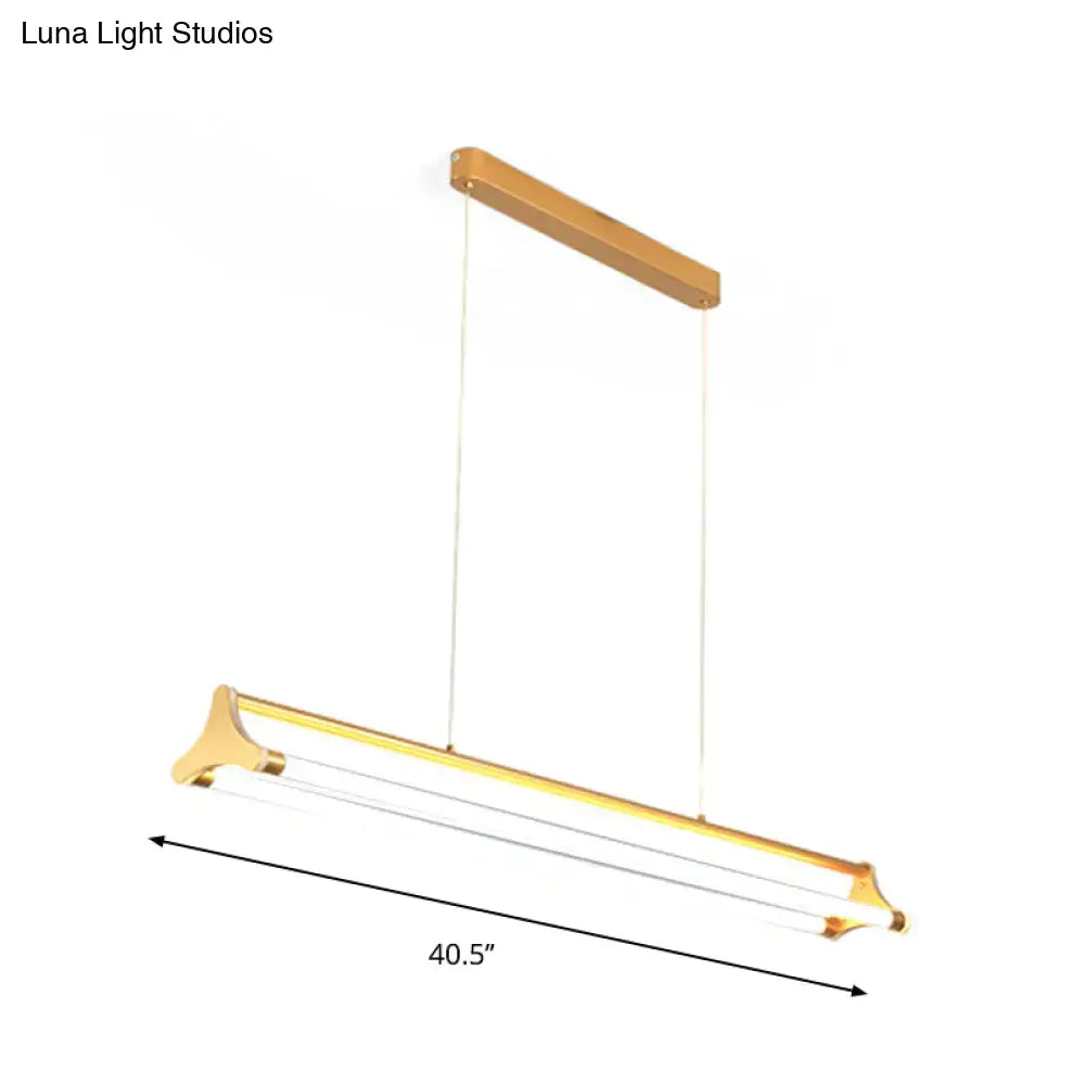 Modern gold tube chandelier – living room glass pendant light